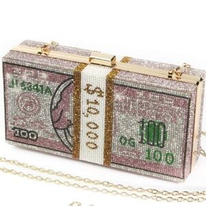 Rhinestones Money Crossbody Bag